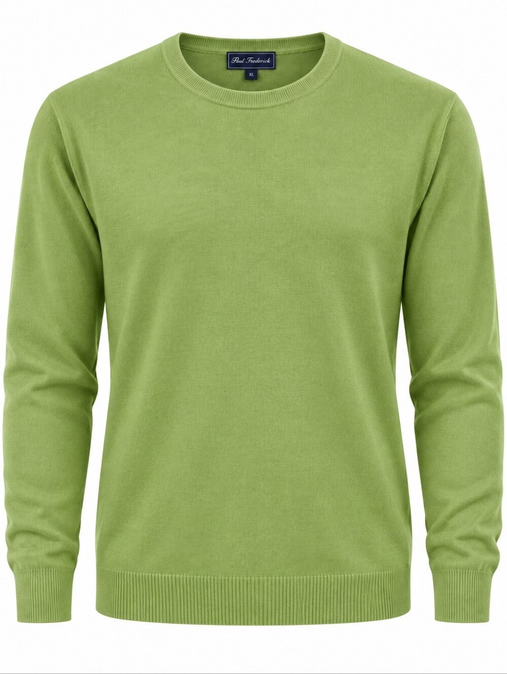 PAUL FREDRICK | Chartreuce Green Silk Cashmere Crew Neck Luxury Sweater | XL